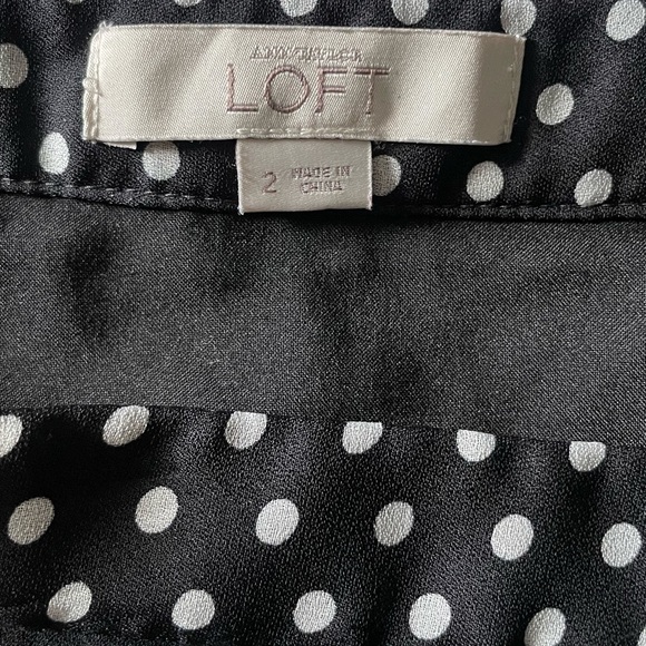 LOFT Pleated Skirt - Black and White Polka Dots, Size 2 - Picture 5 of 5